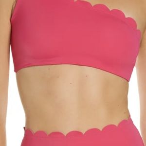 CHELSEA28 NEW Pink Scallop One-Shoulder Bikini Top Small